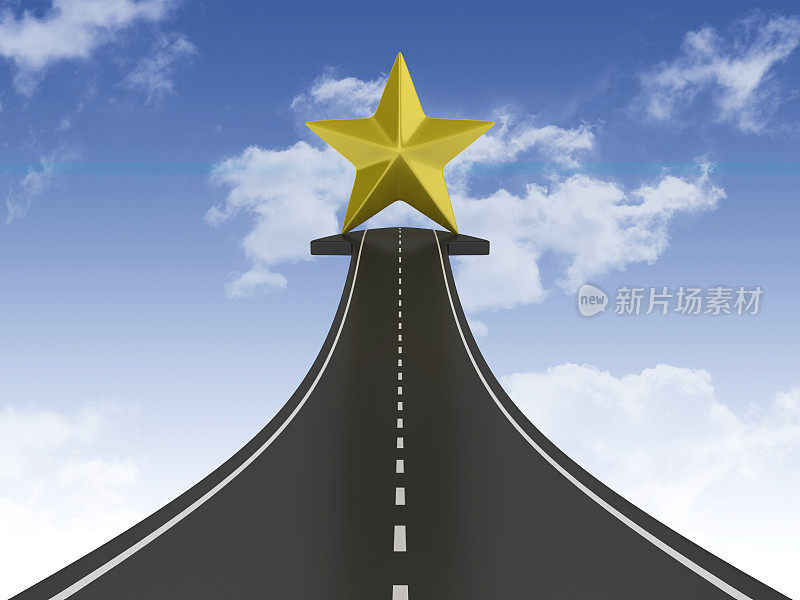 道路箭头与星空- 3D渲染